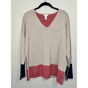 J. Jill Reversible Sweater Women's Medium Long Sleeve V-Neck Top Colorblock